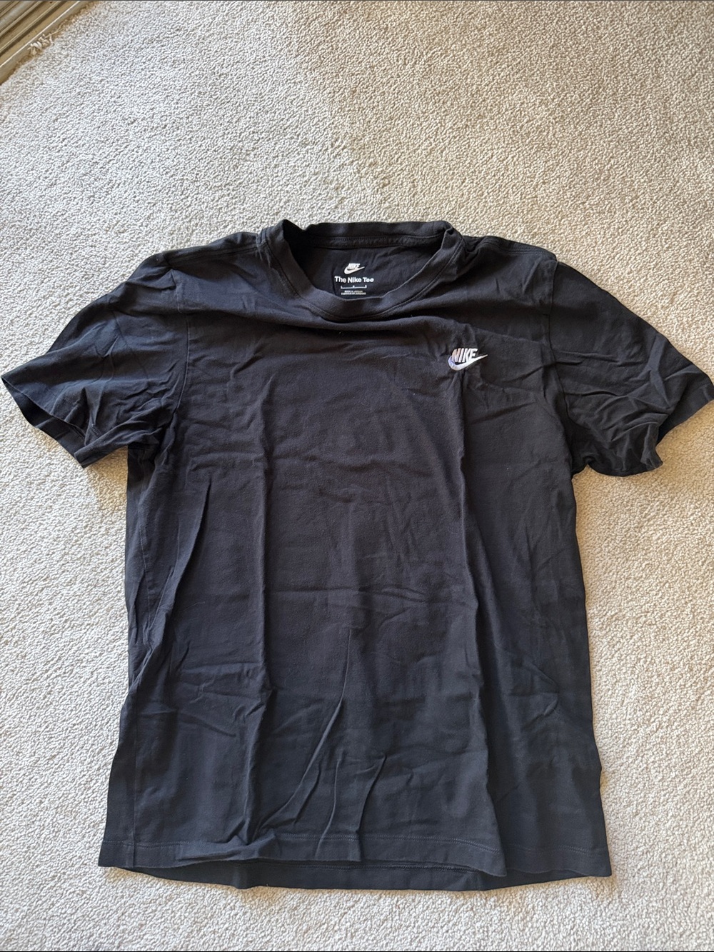 Nike Black Short Sleeve Crew Tee with Small White Swoosh